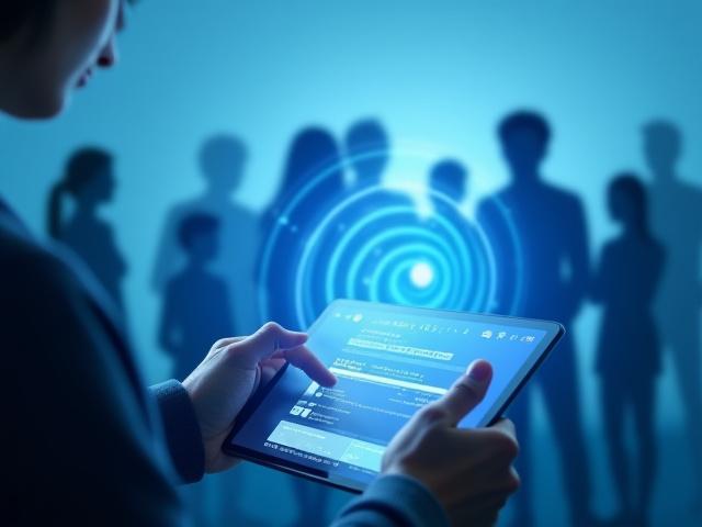 Facebook広告の運用画面と、ターゲット層のユーザーが集まる様子